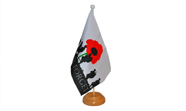 Lest We Forget (Army) Small Flag with Wooden Stand